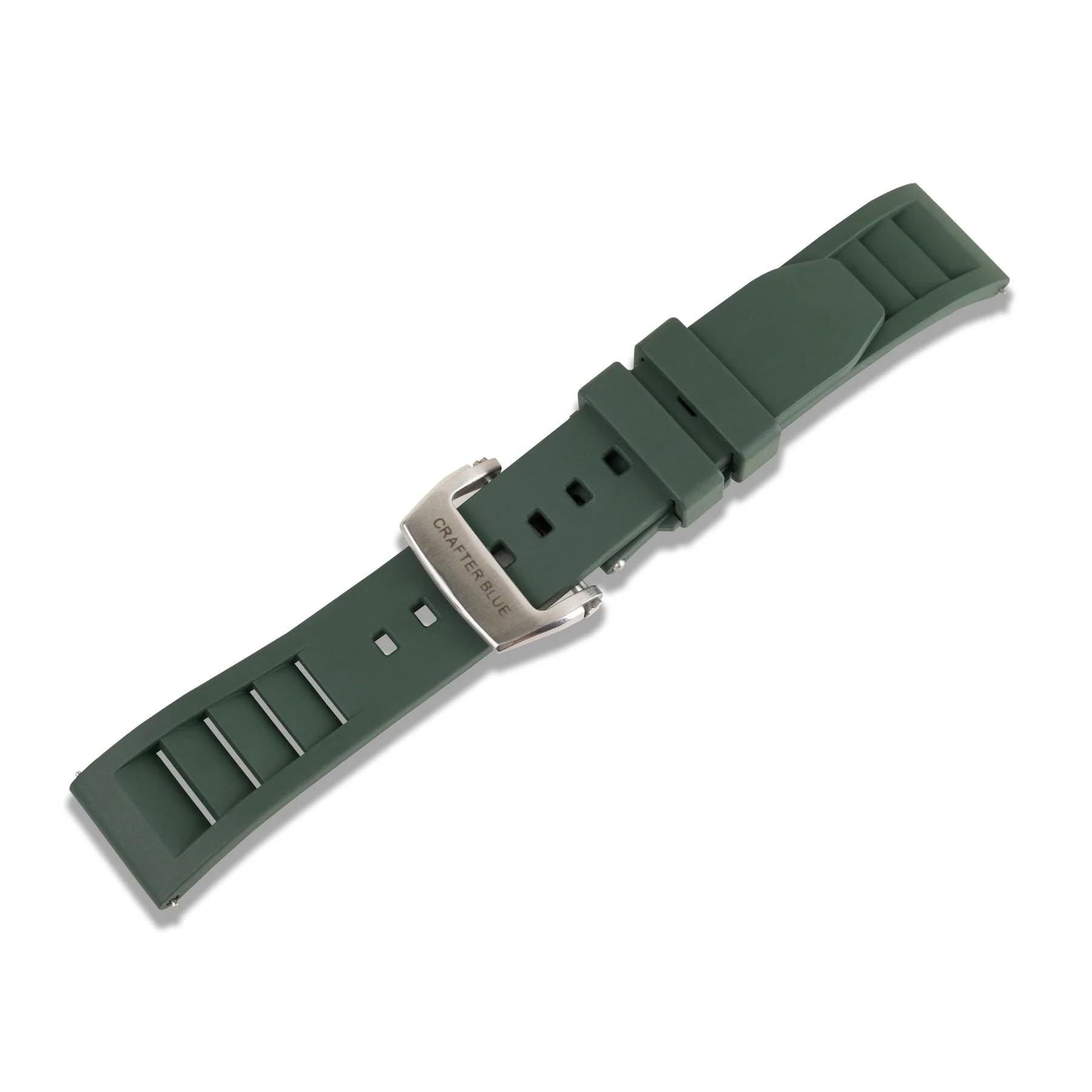 Crafter Blue UX08 Straight End Butterfly-clasp FKM Rubber Strap Replacement Band for All 20mm Width Lug Watches, Grey 5