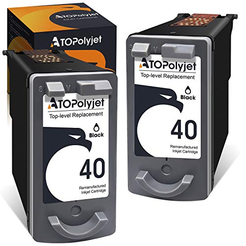 ATOPolyjet Remanufactured Cartridge Replacement for Canon 40 PG40 Ink (1 Black) for Pixma iP2680 iP2600 iP1800 iP1700 iP1600 MX310 MX300 MP150 MP160 MP180 MP190 MP210 MP460 MP470 JX200 JX210P Printer 1