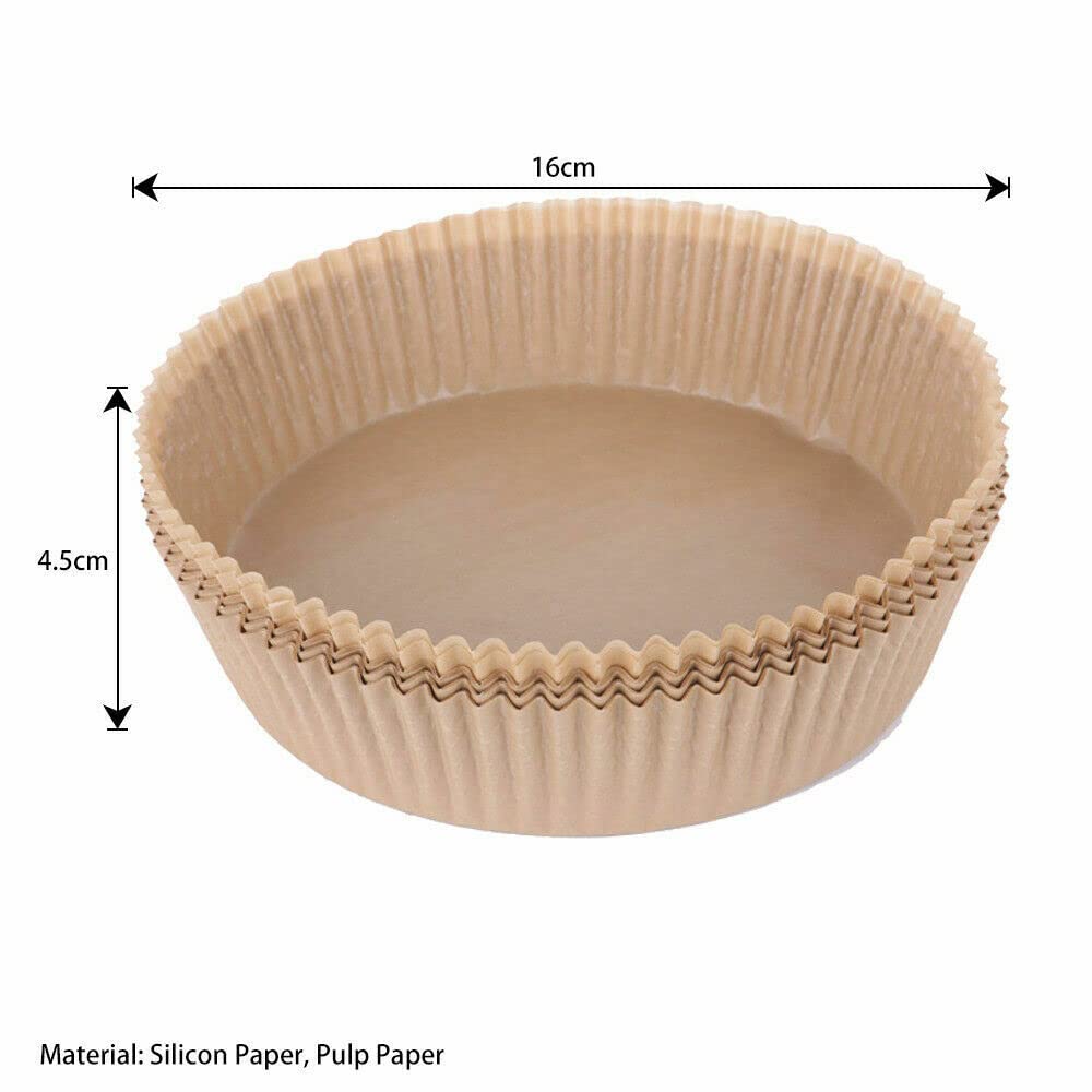 Air Fryer Disposable Paper Liner, 50 Pcs Non-stick Fryer Paper Pads, Oil Resistant Waterproof Microwave Baking Paper Air Fryer Liners 6.3-inch 3