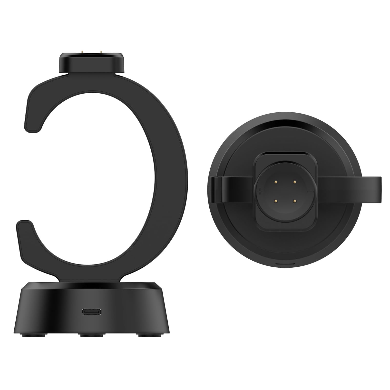AWADUO Silicone Anti-Slipping Desktop Base Stand Compatible with Google Pixel Watch 3/Pixel Watch 2 Replacement Charing Dock Station with Type C Extension Cord Charger Cables(Black) 4