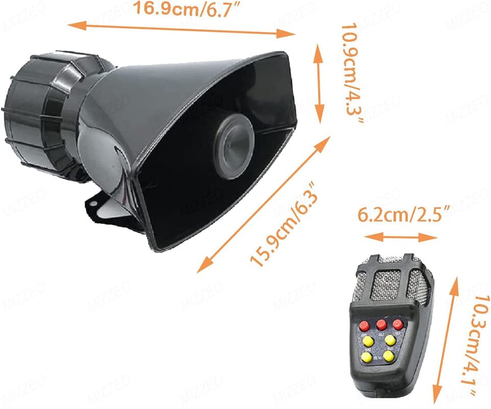 MIZZEO Car Siren Speaker, 12V 80W 7 Tones Car Siren Horn Speaker and Mic PA Speaker System Compatible with Honda Amaze (Type-I) 2013-2016 5