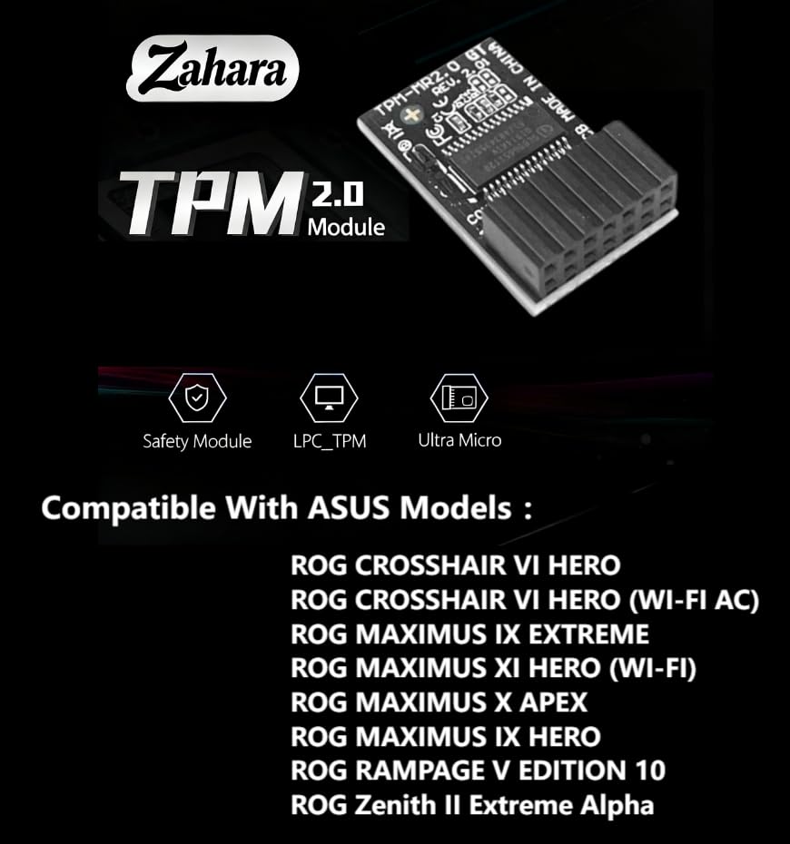 TPM-M R2.0 Module LPC 14pin-1 with SLB9665 Replacement for ASUS ROG Motherboard Crosshair VI Hero/Maximus IX Extreme/Rampage V Edition 10 / Zenith II Extreme Alpha/Maximus X APEX TPM2.0 3