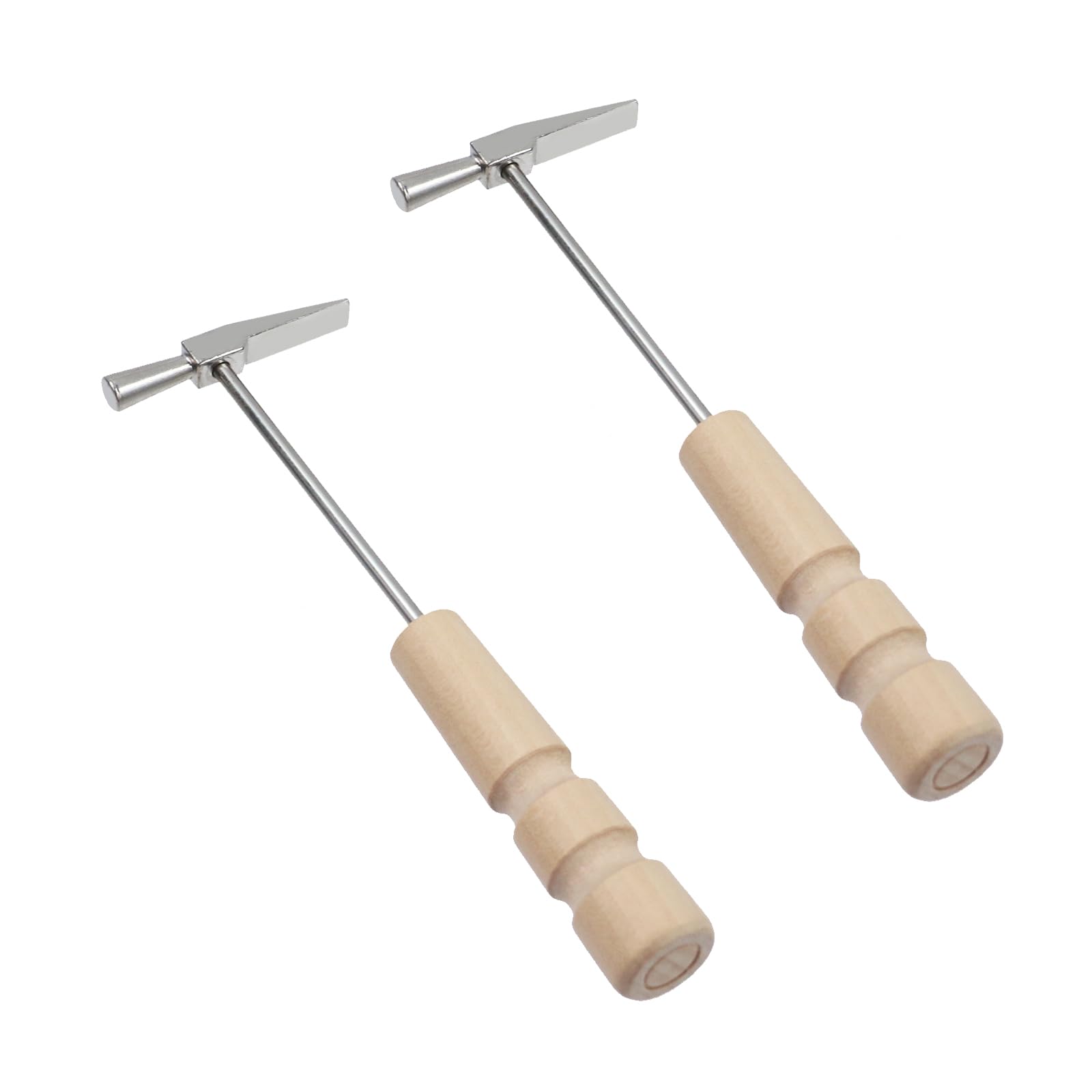 FarBoat 2 Pcs Kalimba Tuning Hammer Thumb Pianos Finger Piano Metal Tools Instrument Accessory, Wooden Handle 1