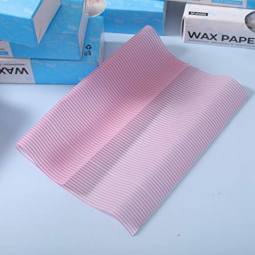 twlead Wax Paper Sheets - Colored Candy Wrap for Sandwiches, Picnics & Disposable Food Wrapping (Pink Strips, 50 Sheets) 3