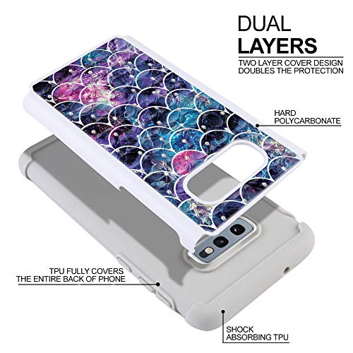FINCIBO Case Compatible with Samsung Galaxy S10E 5.8 inch, Dual Layer Shock Proof Hybrid Protector Case Cover TPU Sparkle Rhinestone Bling for Galaxy S10E (NOT FIT S10) - Mosaic Mermaid Scale 4
