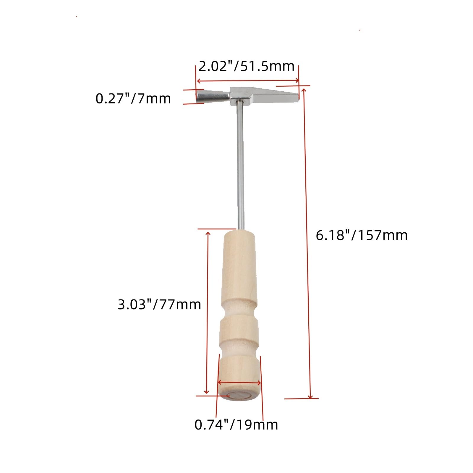 FarBoat 2 Pcs Kalimba Tuning Hammer Thumb Pianos Finger Piano Metal Tools Instrument Accessory, Wooden Handle 3