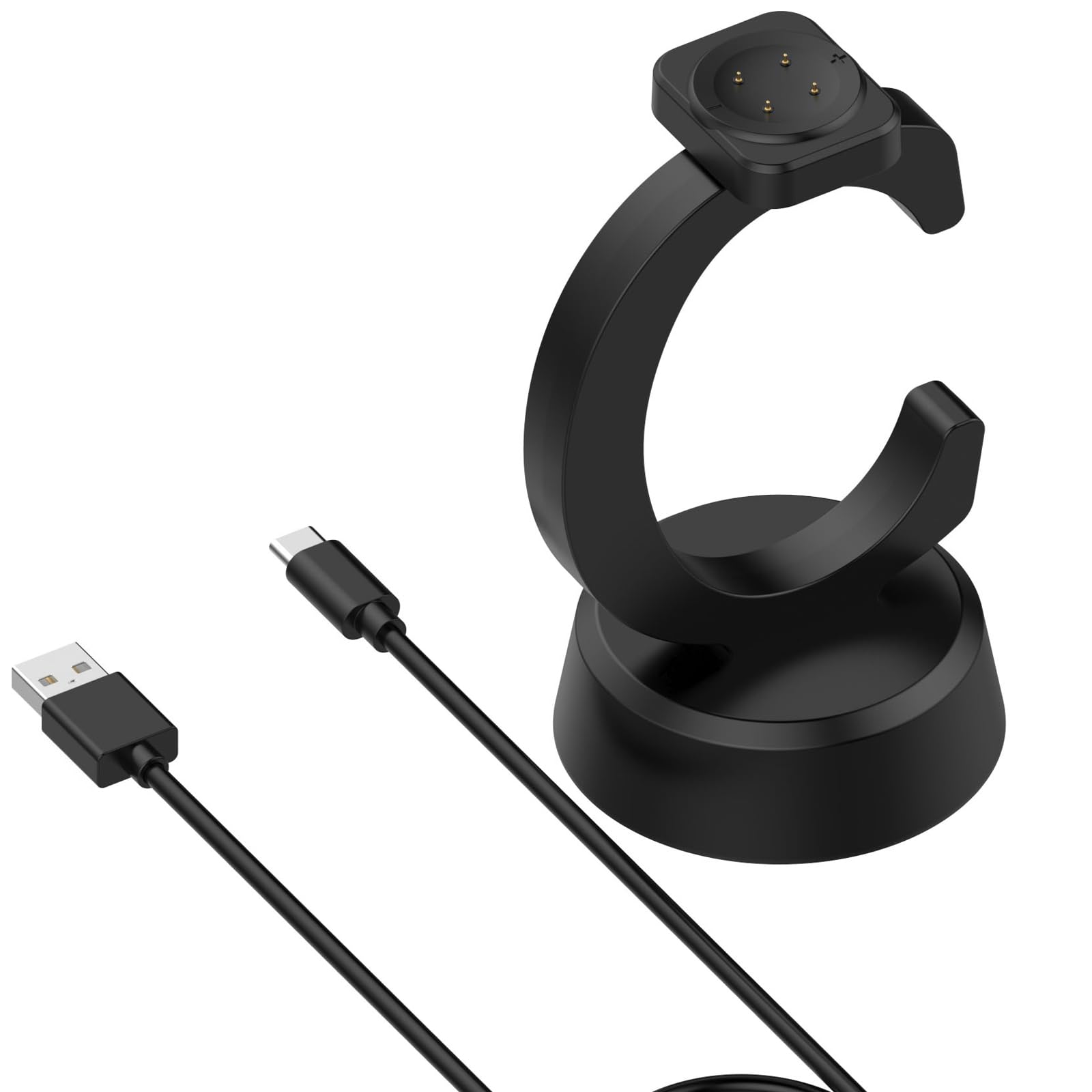 AWADUO Silicone Anti-Slipping Desktop Base Stand Compatible with Google Pixel Watch 3/Pixel Watch 2 Replacement Charing Dock Station with Type C Extension Cord Charger Cables(Black) 1