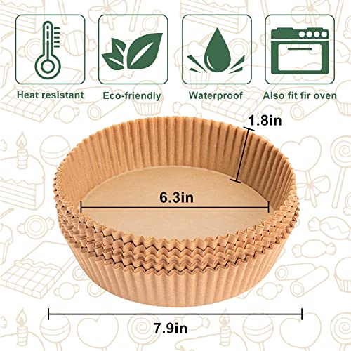 Air Fryer Disposable Paper Liner, 50 Pieces 6.3'' 2 to 6 Quart Waterproof Air Fryer Filters Nonstick Round Parchment Paper Liners Cooking Baking Paper for Ninja, Cosori and More 2