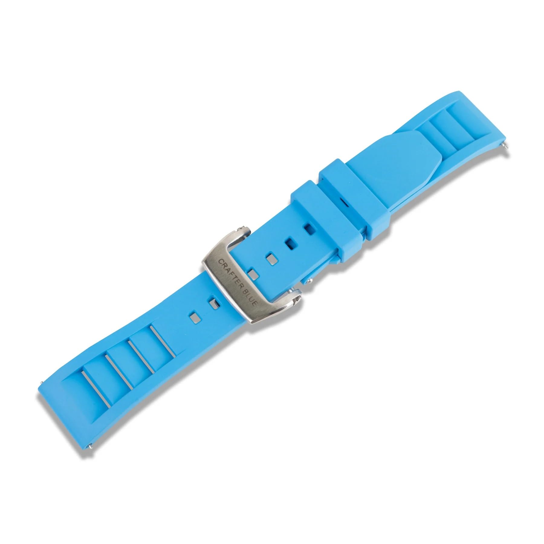 Crafter Blue UX08 Straight End Butterfly-clasp FKM Rubber Strap Replacement Band for All 20mm Width Lug Watches, Grey 4