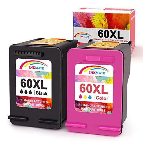 INKMATE Remanufactured Ink Cartridge Replacement for HP 60XL Ink Cartridge Combo Pack Black and Color for HP Photosmart C4680 D110, Deskjet D2680 F2430 F4210 Printer (1 Black, 1 Tri-Color) 1