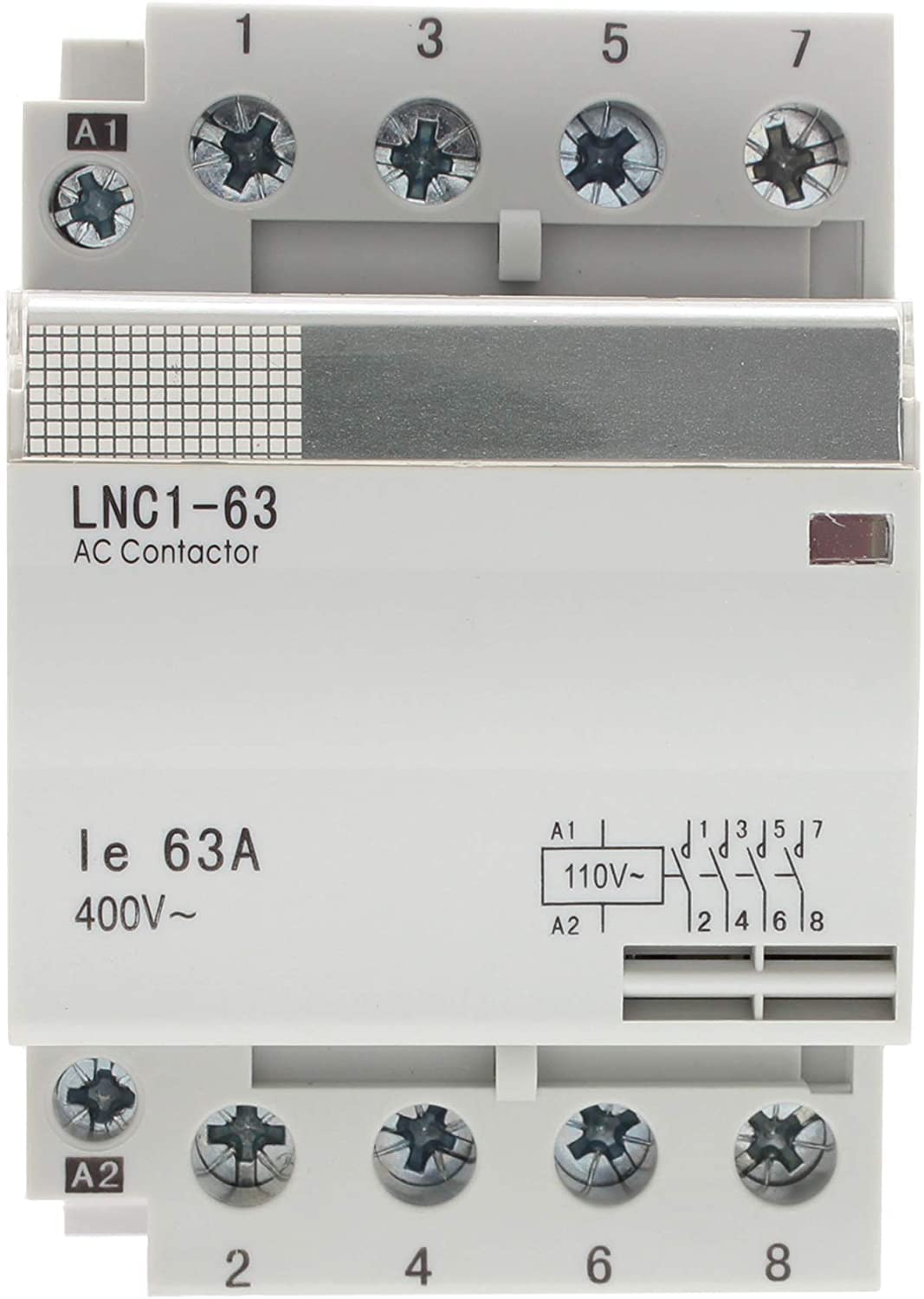 4 Pole Controlsupply Contactor with 120volt AC Coil 50A HC1-63 N/O Universal Circuit Control DIN Rail Mount 63A, Lighting 40A, 30A, Silent Operation 4