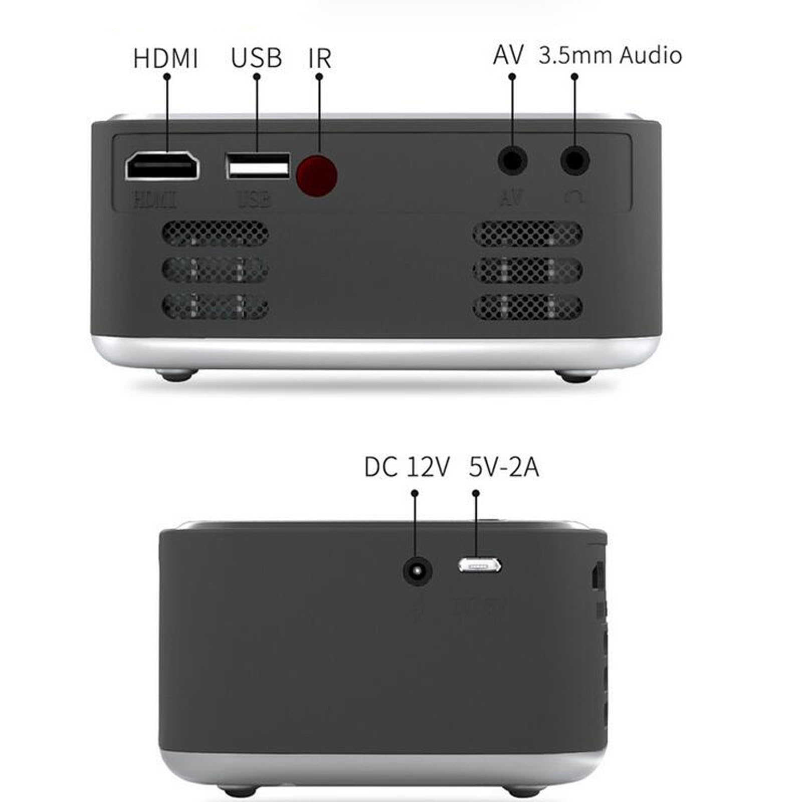 T20 Mini Projector Portable Pocket Home Cinema Projector, 1080p LED Home Media Video Player Movie Projector - USB Charging, Built-In High-Speakers, Support Multi-device Connection 5