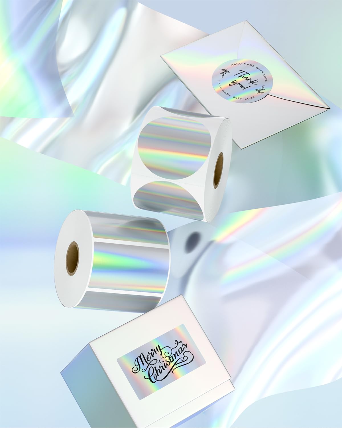 2 Inch Circle Thermal Labels+2" Circle Holographic Thermal Label Stickers 4