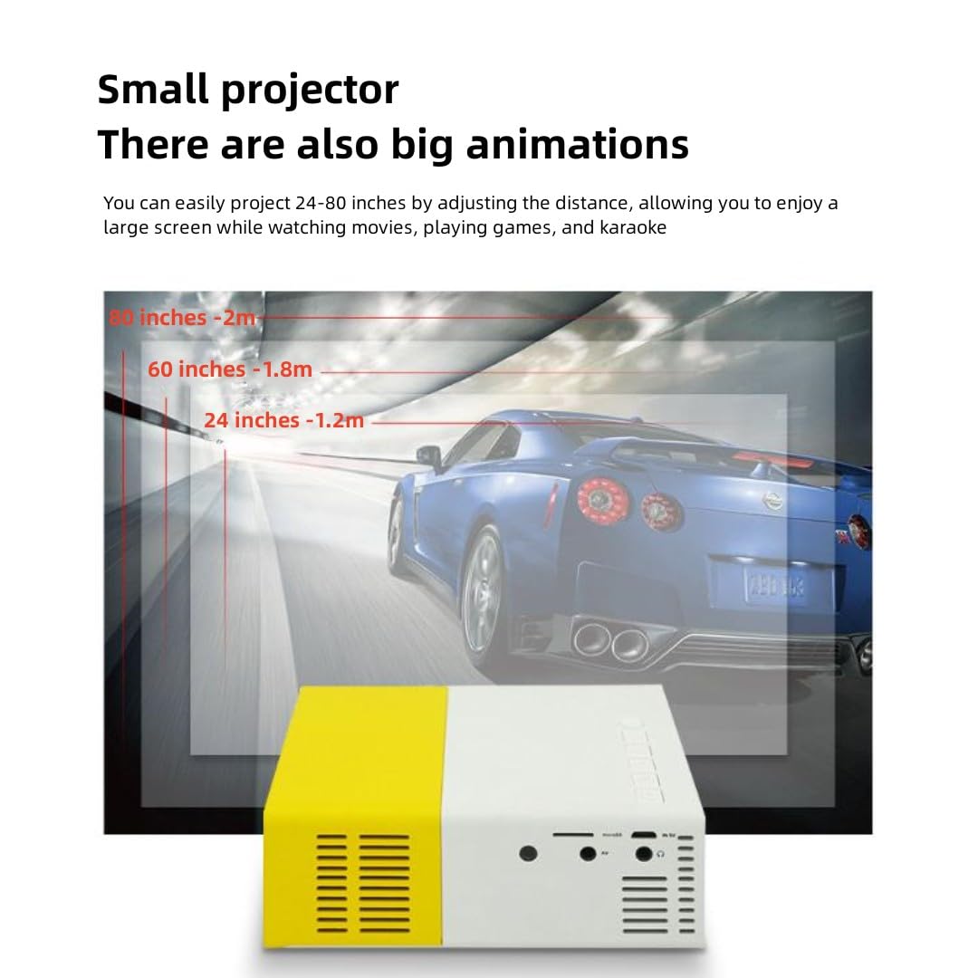 Mini Projector, Household LED Portable Small Projector, Home Projector, High-definition 1080P, 80 "large Screen, Supporting Power Supply From Power Bank, Multifunctional Interface (Black) 6