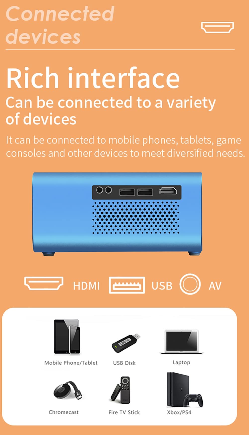 T4 Mini Projector 3600 Lumens Support Full 1080P LED Proyector Big Screen Portable Home Theater Smart Video Beamer (Color : D) (D ) 6