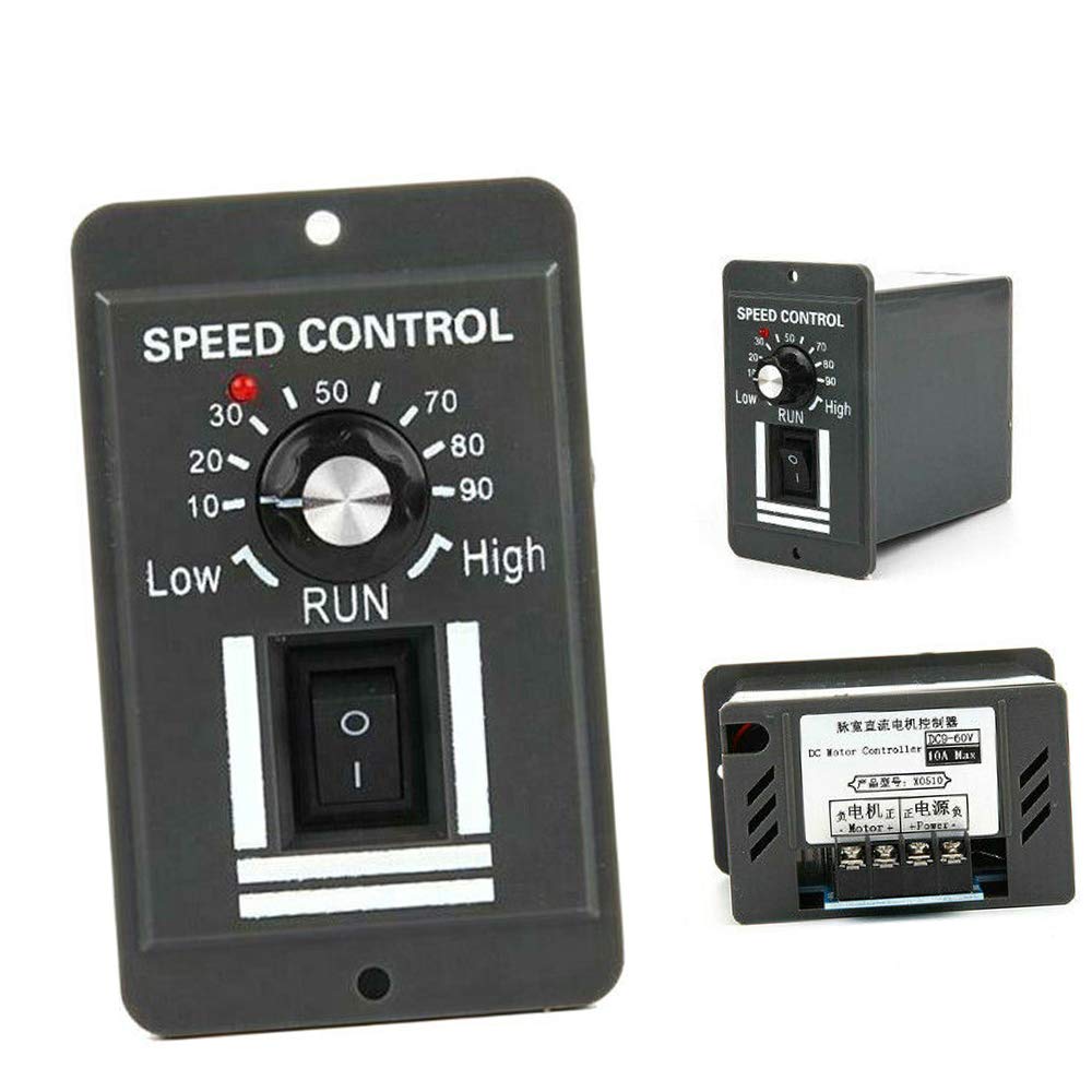 WSDMAVIS 1 Pcs DC 9-60V 10A PWM Motor Speed Controller DC Brushed Motor Speed Controller Regulator with Control Switch 6