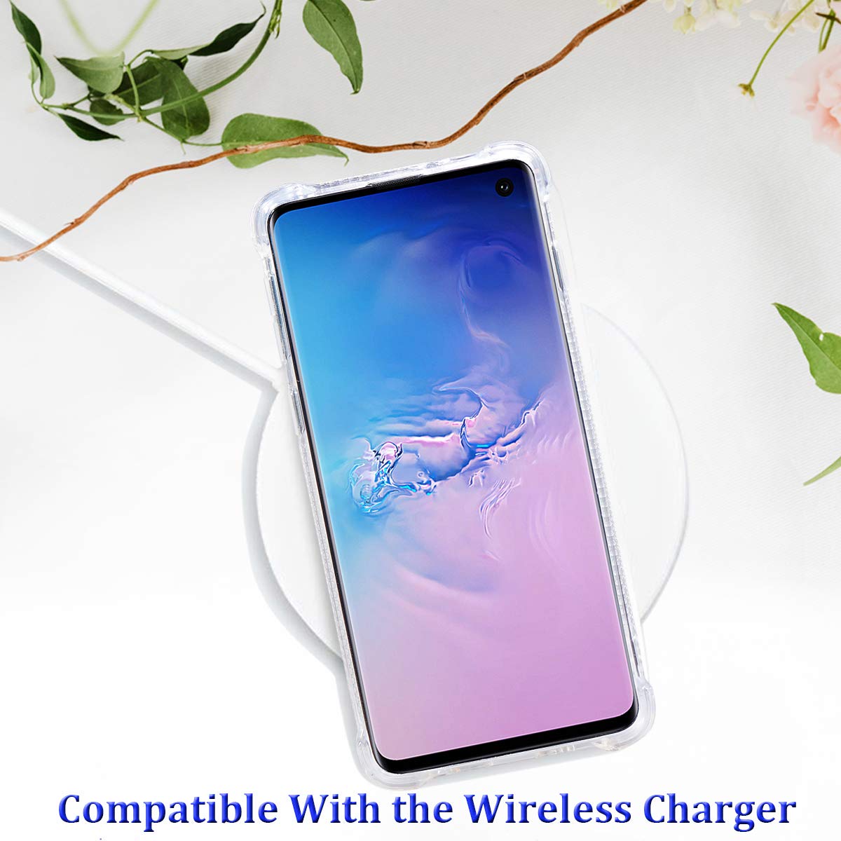 FLOCUTE Galaxy S10 Case, Galaxy S10 Glitter Case Clear Bling Sparkle Floating Liquid Soft TPU Cushion Luxury Fashion Girly Women Cute Case for Samsung Galaxy S10 (Silver) 6