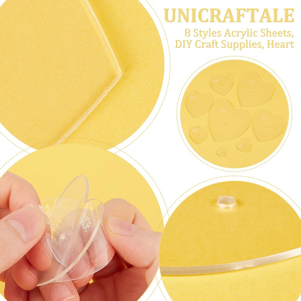 UNICRAFTALE 8 Pcs Acrylic Sashiko Stencils 8 Sizes Heart Stencils Heart Quilting Template Embroidery Tool Drawing Heart Stencils for Painting Hand Quilting and Embroidery 5