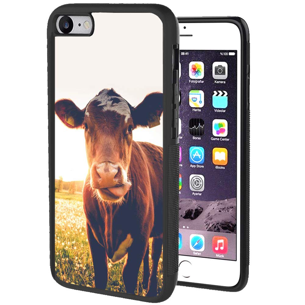 Newly 2021 Case for iPhone 7/8/SE 2020 with Cow Design,(for Men and Women) and Black TPU Silicone Anti-Slip Cover Case for iPhone 7/8/SE 2020 2