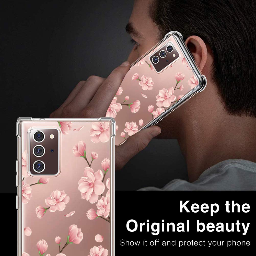Galaxy Note 20 Shockproof Case Compatible with Samsung Galaxy Note 20 5G Case Flower Marble Design for Women Transparent Soft TPU Bumper Protective Cover for Samsung Galaxy Note 20 5G Smartphone 2