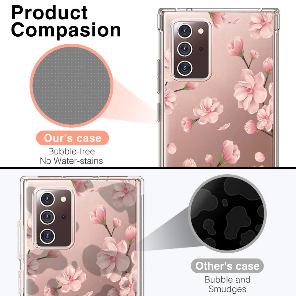 Galaxy Note 20 Shockproof Case Compatible with Samsung Galaxy Note 20 5G Case Flower Marble Design for Women Transparent Soft TPU Bumper Protective Cover for Samsung Galaxy Note 20 5G Smartphone 6
