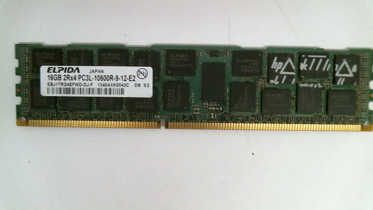 Elpida EBJ17RG4EFWD-DJ-F 16GB Server DIMM DDR3 PC10600(1333) REG ECC 1.35v 2RX4 240P 2048MX72 1GX4 C 1
