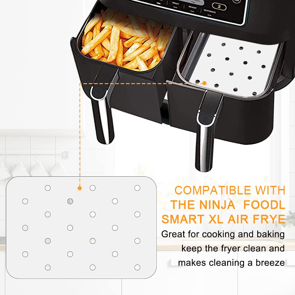 GZHOK 100pcs Air Fryer Liners，Air Fryer Parchment Paper Accessories for Ninja Foodi Dual Air Fryer DZ201, DZ401 6