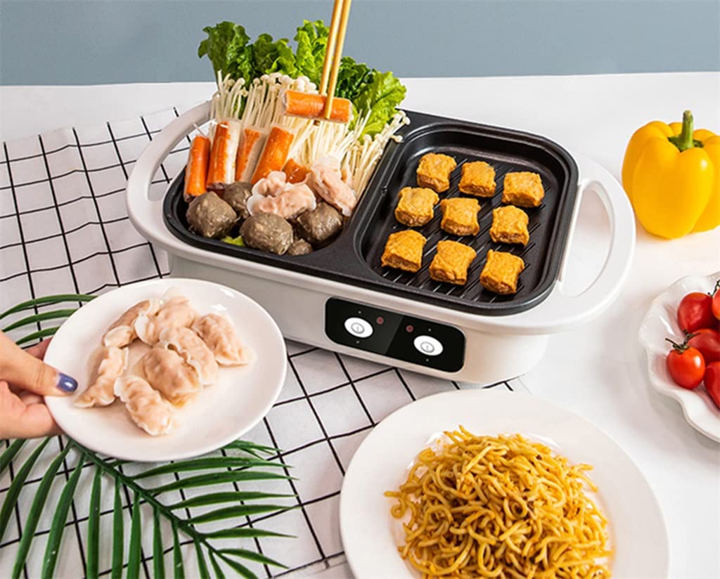 BBQ Grill Outdoor Hot Pot Cooker BBQ Grill Multifunctional BBQ Grill Non Stick Plate Barbecue Pan Hot Pot (Color : Black, Size : Medium) 5