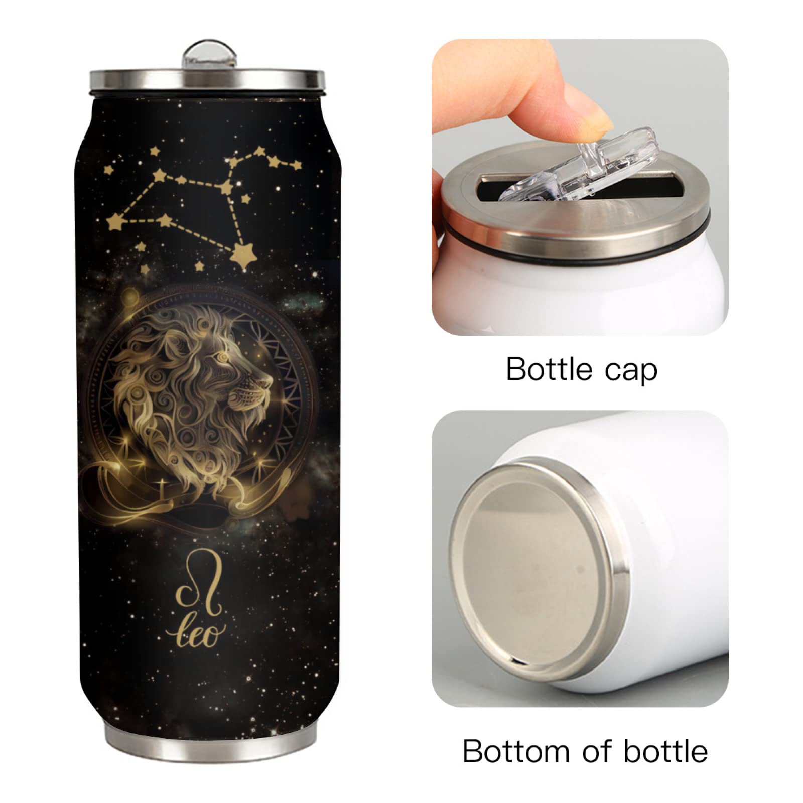 Leo Constellation Tumbler Zodiac Gift Wine Cup Astrology Fans Birthday Gifts Stainless Steel Vacuum Coffee Mug Cup With Slide Top Lid Antique style 17 OZ 6
