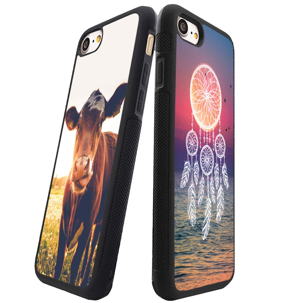 Newly 2021 Case for iPhone 7/8/SE 2020 with Cow Design,(for Men and Women) and Black TPU Silicone Anti-Slip Cover Case for iPhone 7/8/SE 2020 3