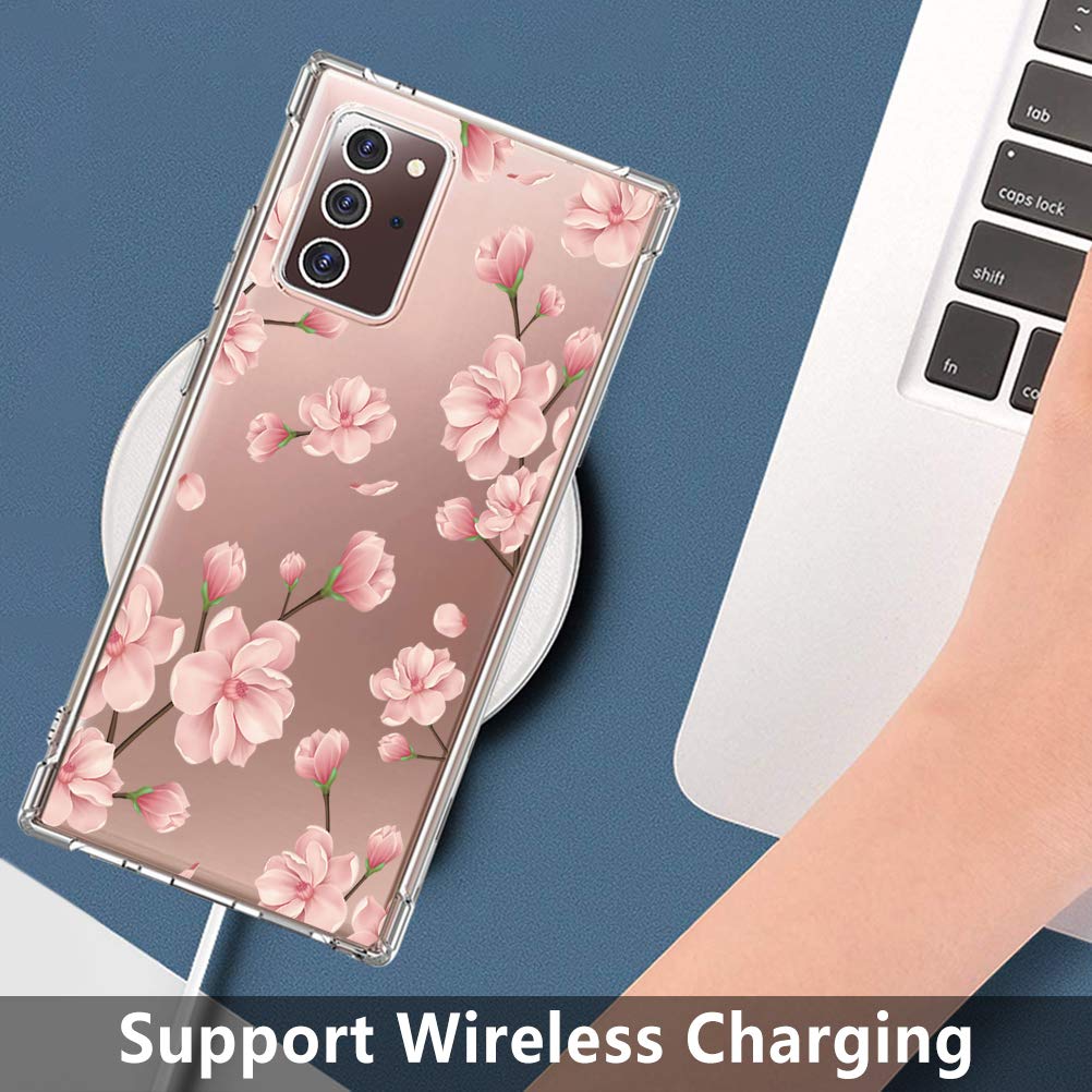 Galaxy Note 20 Shockproof Case Compatible with Samsung Galaxy Note 20 5G Case Flower Marble Design for Women Transparent Soft TPU Bumper Protective Cover for Samsung Galaxy Note 20 5G Smartphone 4