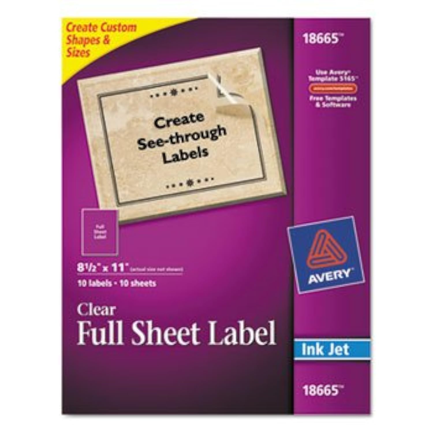 Avery Full Sheet Printable Shipping Labels, 8.5" x 11", Matte Clear, 10 Blank Mailing Labels (18665) 1