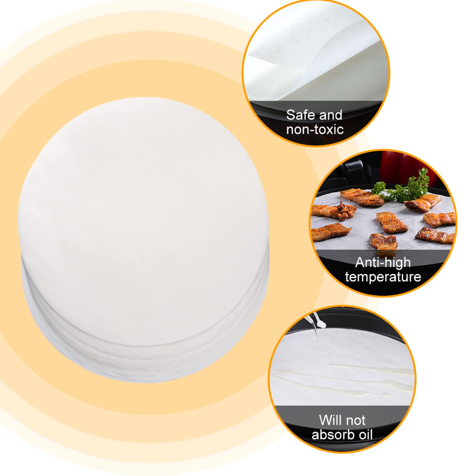 HAOHIZE Parchment Paper Rounds, 100Pcs 10 Inch Indoor Korean BBQ Grill Paper Dutch Oven Liners Non Stick Round BBQ Paper Baking Sheets for Cake Pan Air Fryer Steamer Pizza 6