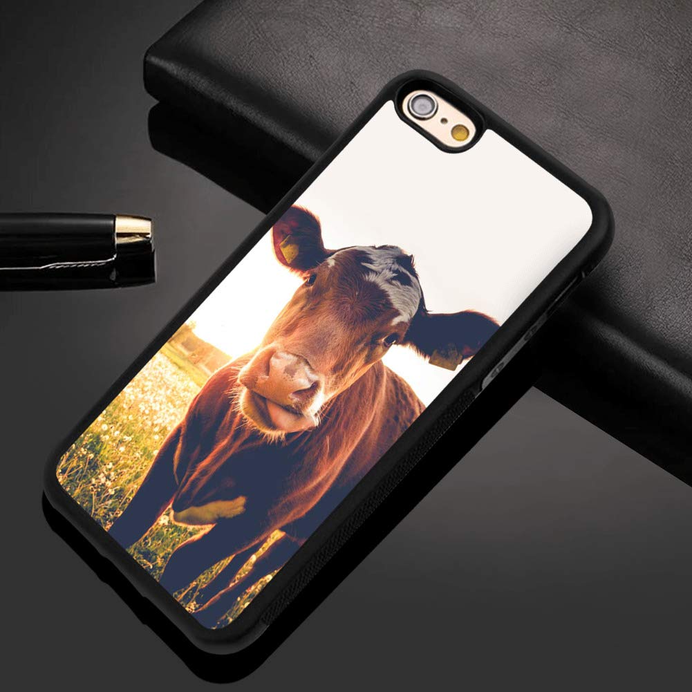 Newly 2021 Case for iPhone 7/8/SE 2020 with Cow Design,(for Men and Women) and Black TPU Silicone Anti-Slip Cover Case for iPhone 7/8/SE 2020 6