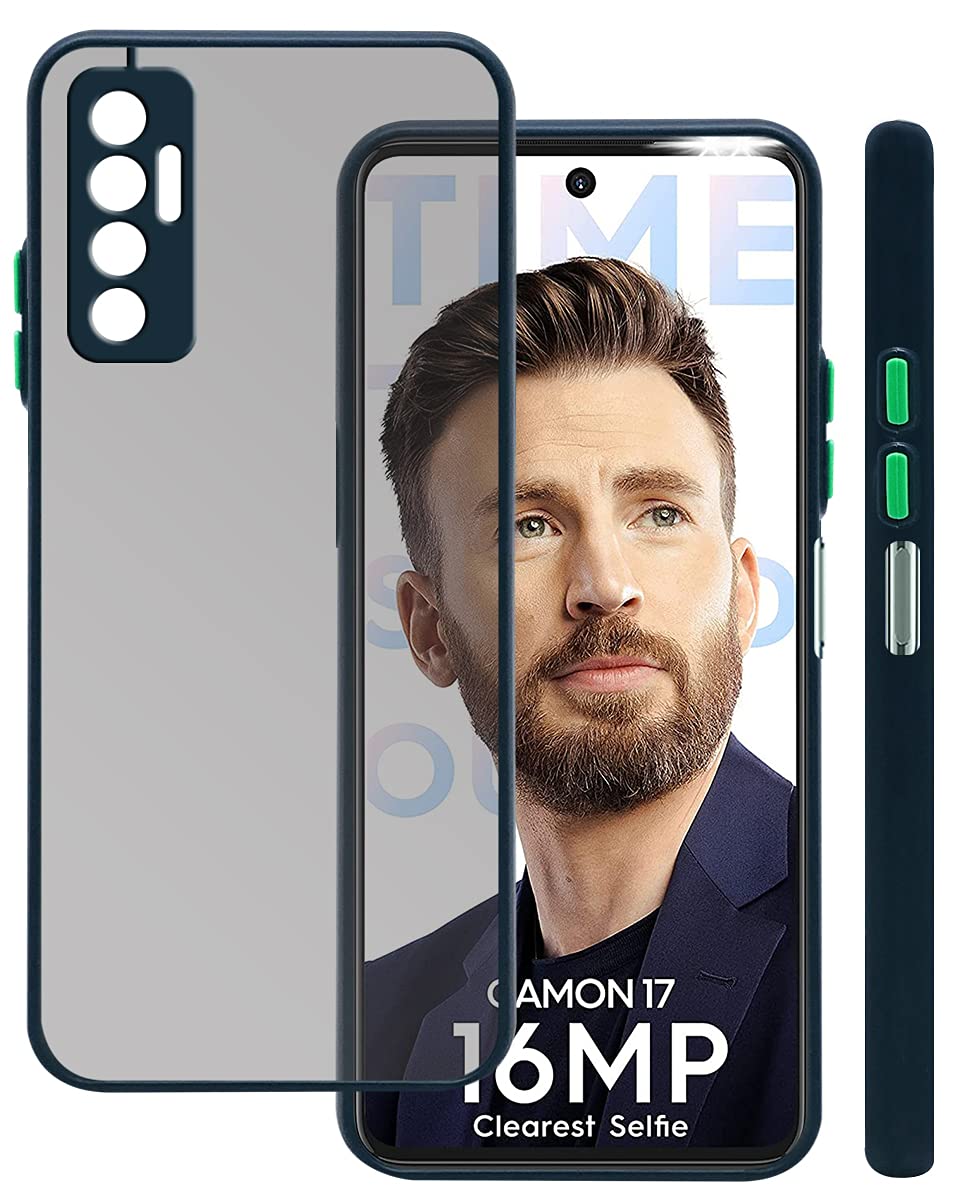 Jkobi Back Cover Case For Tecno Camon 17 (Camera Protection | Smoke Translucent | Thermoplastic | Blue) 6