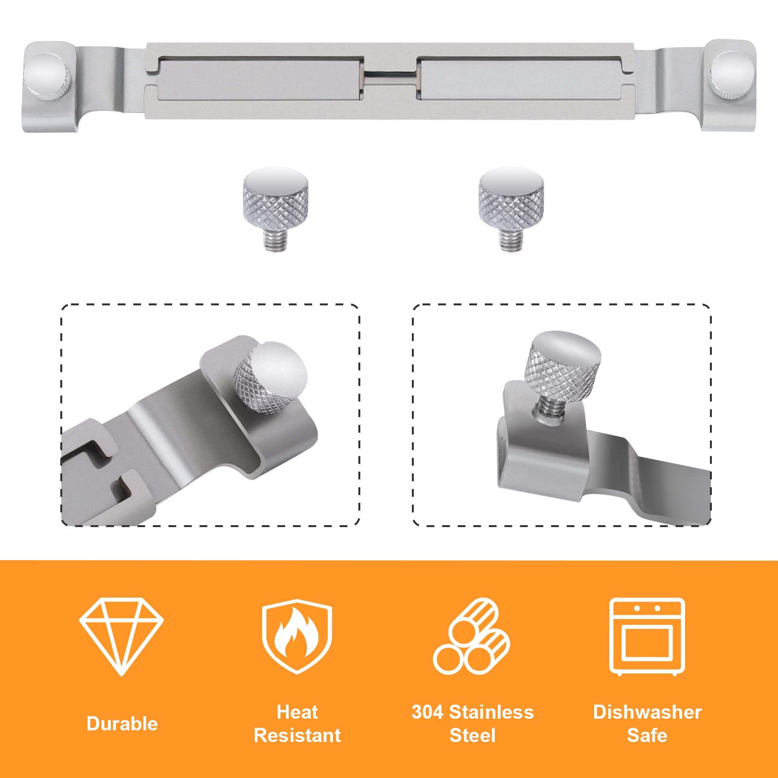 Griddle Spatula Holder, Adjustable Stainless Steel Grill Tool Hold Rack for Blackstone, Camp Chef, Royal Gourmet (Silver) 4