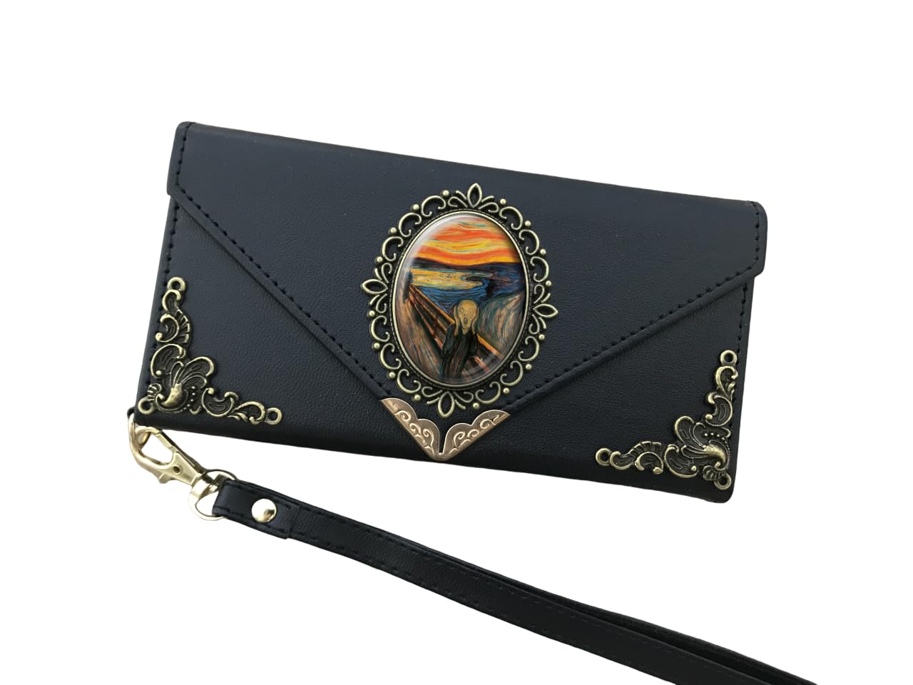 The Scream phone leather wallet case for iPhone X XS XR 11 12 13 14 15 16 Pro Max Galaxy S24 S23 S22 S21 S20 Ultra S10 S9 Note 20 8 9 10 Plus MN1615 1