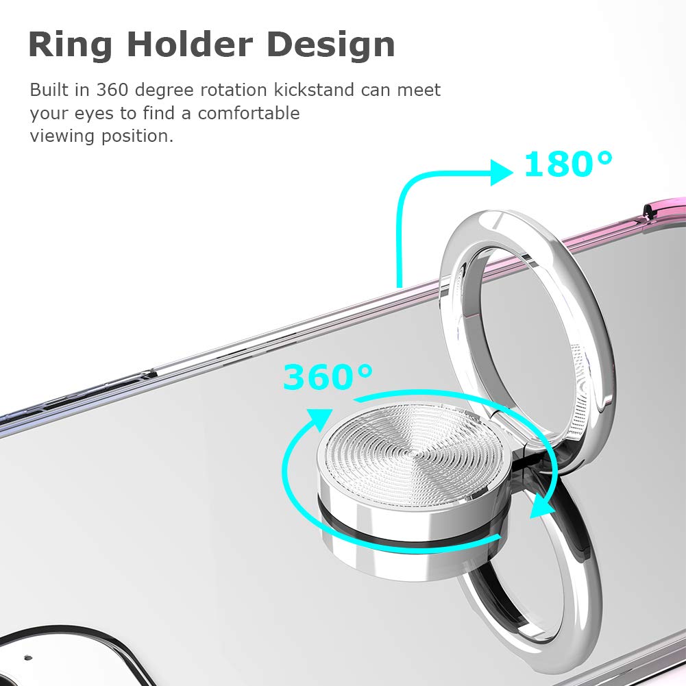 iPhone 2021 Case, Carbon Fiber Design Clear Crystal Anti-Scratch Case with 360 Degree Rotation Ring Kickstand(Work with Magnetic Car Mount) for iPhone 2021 (iPhone 12 pro max,Clear) 5