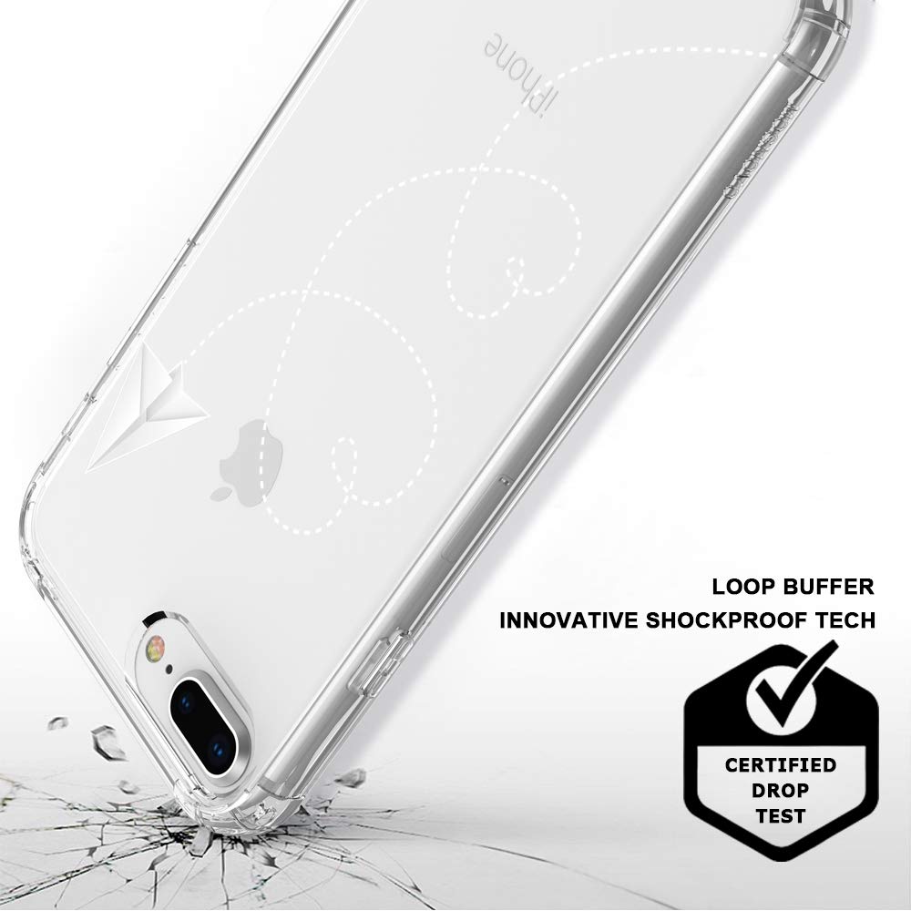 MOSNOVO Paper Plane Pattern Designed for iPhone 8 Plus Case/iPhone 7 Plus Case - Clear 4