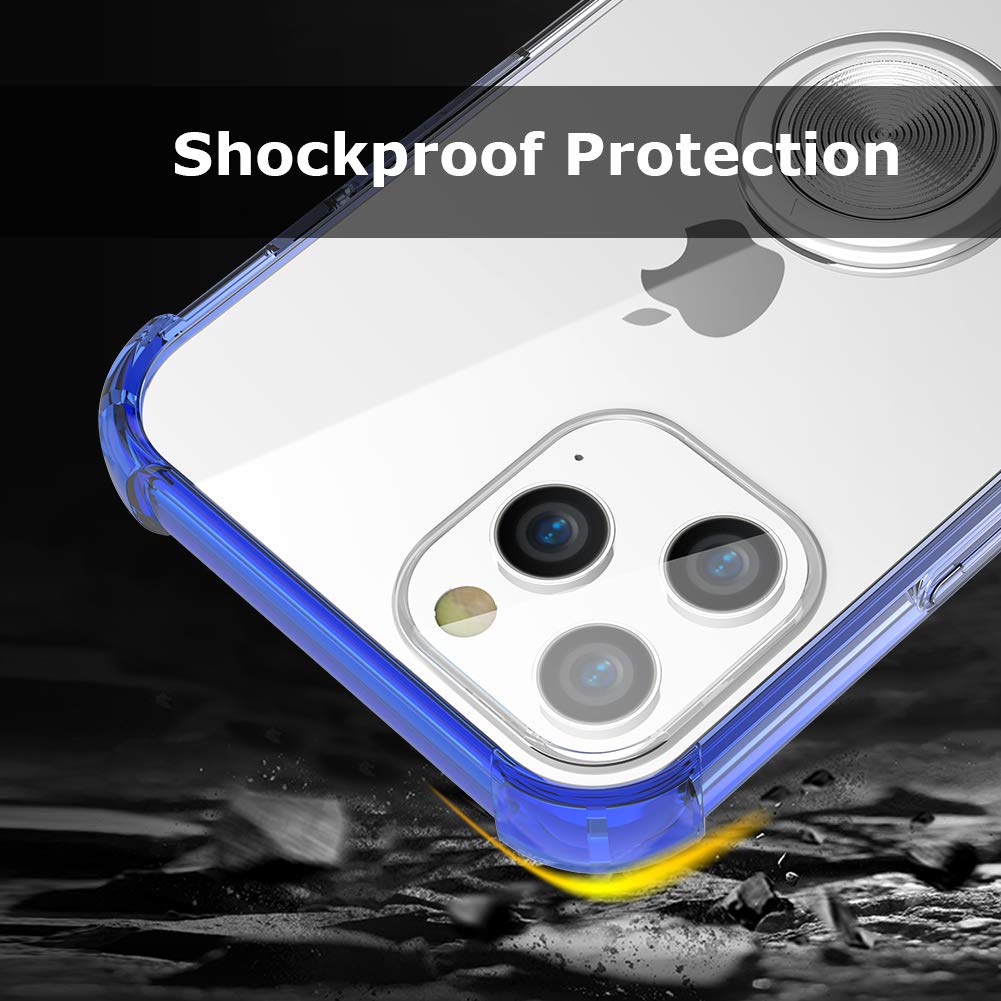 iPhone 2021 Case, Carbon Fiber Design Clear Crystal Anti-Scratch Case with 360 Degree Rotation Ring Kickstand(Work with Magnetic Car Mount) for iPhone 2021 (iPhone 12 pro max,Clear) 6