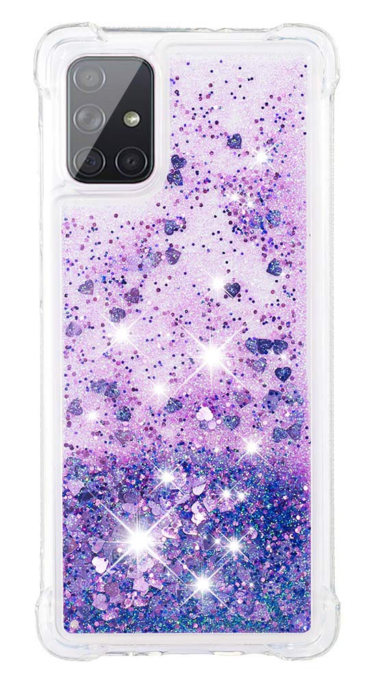 Galaxy A71 Case,Galaxy A71 Case Glitter Women Girls,Cute Fashion Liquid Flowing Bling Shiny Sparkle Soft Clear TPU Bumper Shockproof Cover for Samsung Galaxy A71 Case (4G) (2020) (Purple) 5