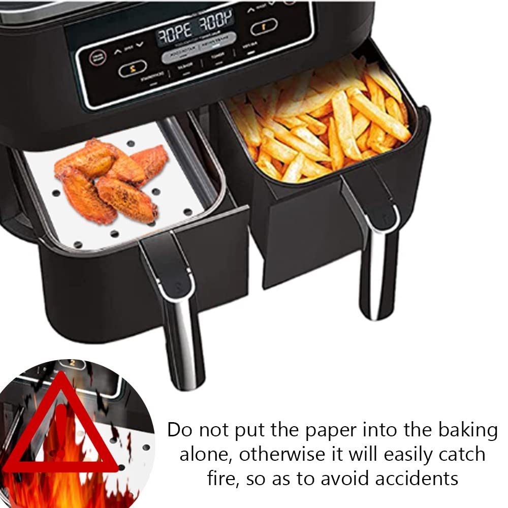 GZHOK 100pcs Air Fryer Liners，Air Fryer Parchment Paper Accessories for Ninja Foodi Dual Air Fryer DZ201, DZ401 2