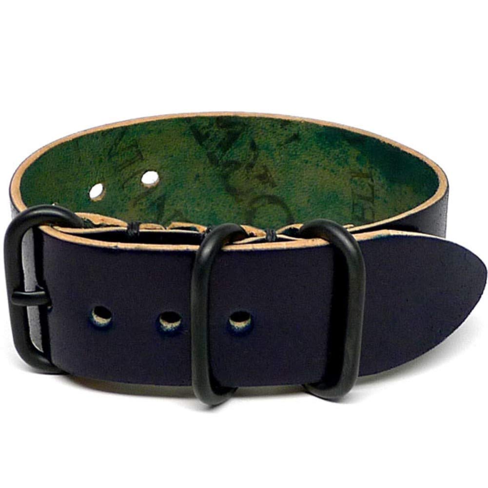 Da Luca Shell Cordovan 1 Piece Military Watch Strap - Navy (PVD Buckle) : 24mm 1