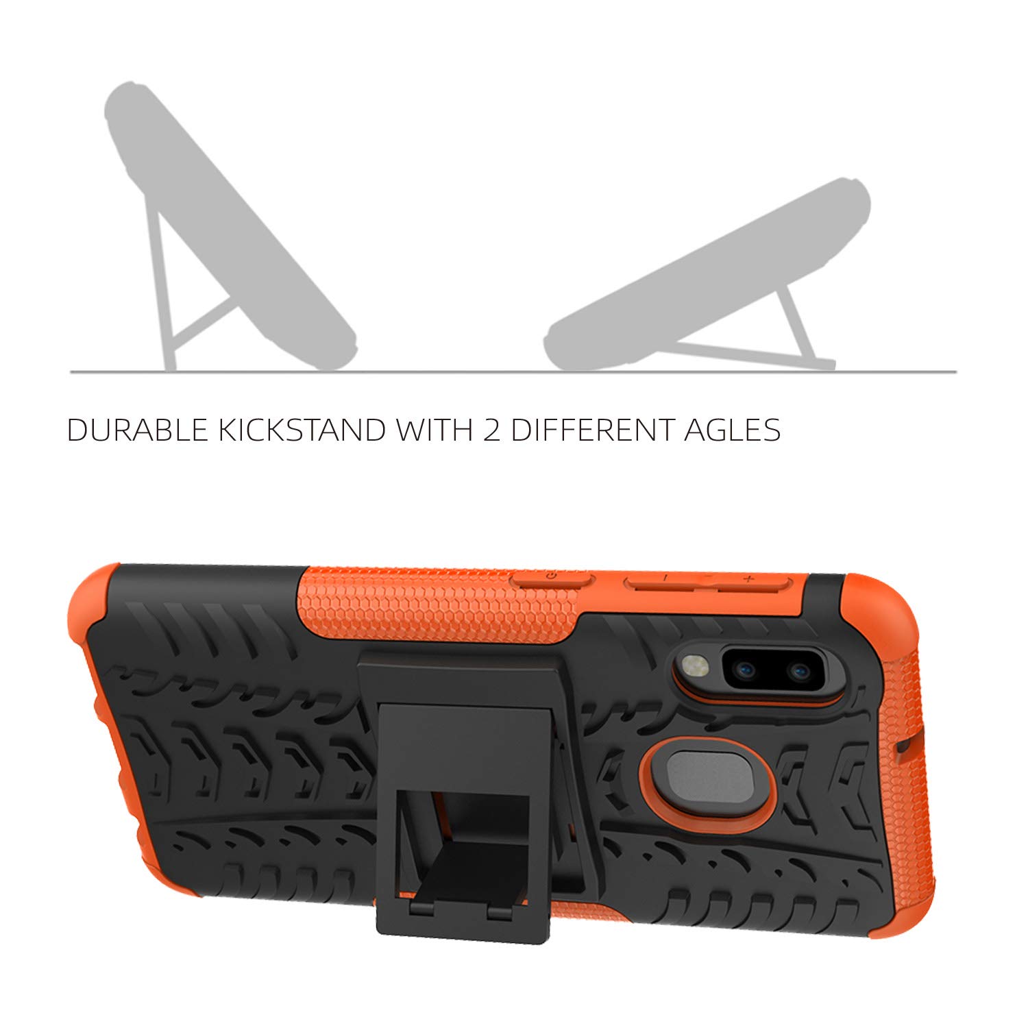 AZHEPU Galaxy A10e Case, Build-in Kickstand Holder Dual Layer Shock Absorbing Rugged Armor Protection Phone Cover Case for Samsung Galaxy A10e (2019) Orange 3