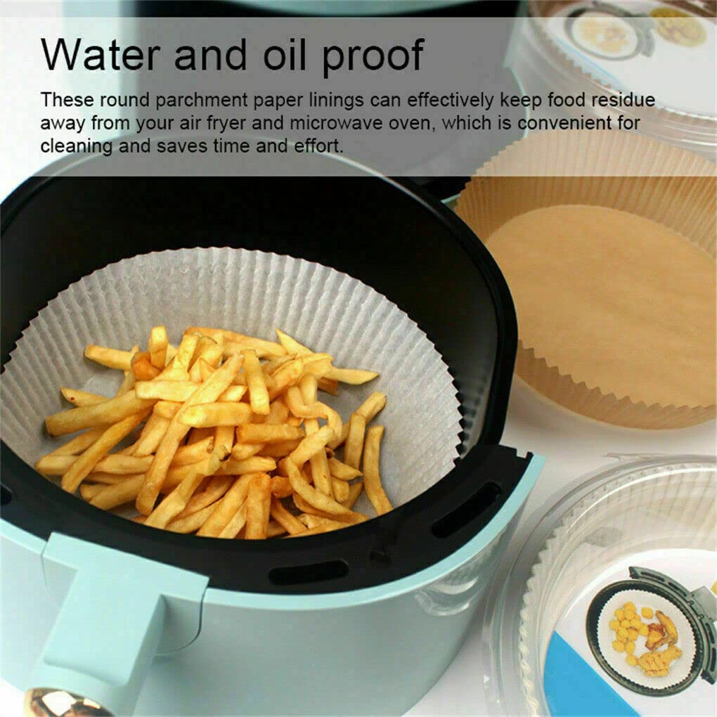 Air Fryer Disposable Paper Liner, 50 Pcs Non-stick Fryer Paper Pads, Oil Resistant Waterproof Microwave Baking Paper Air Fryer Liners 6.3-inch 6