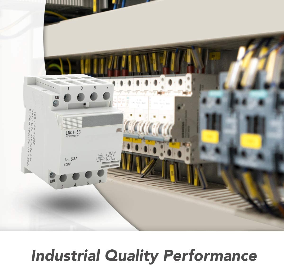 4 Pole Controlsupply Contactor with 120volt AC Coil 50A HC1-63 N/O Universal Circuit Control DIN Rail Mount 63A, Lighting 40A, 30A, Silent Operation 6