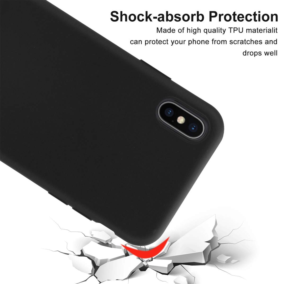 LCEHTOGYE Case for Sharp Rouvo V + Tempered Glass Screen Protector, Slim Black Shock-Absorption Soft TPU Bumper Protective Phone Case Cover for Sharp Rouvo V (6,52") - KE42 5