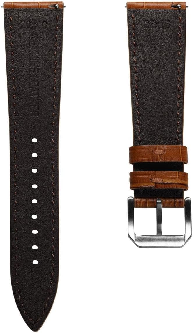 WatchGecko Carolina Gator Print Genuine Leather Watch Strap [Light Brown, 22mm] 3