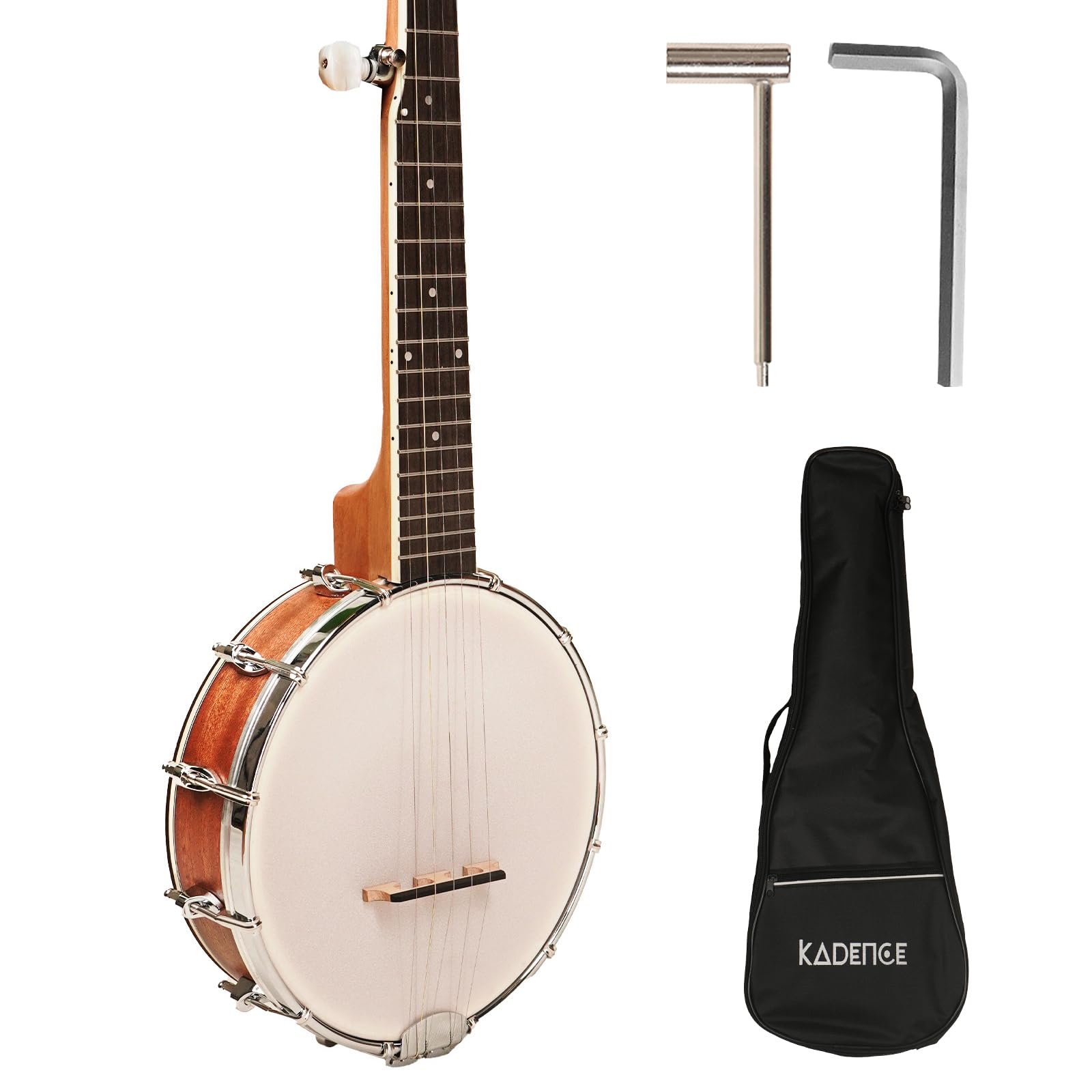 Kadence Banjo 26"- 5 strings, Mahogany Wood Matt Finish Ukulele Tenor Size with Drum Head, Banjo Kit with Closed Back and Bag (Banjolele) 1