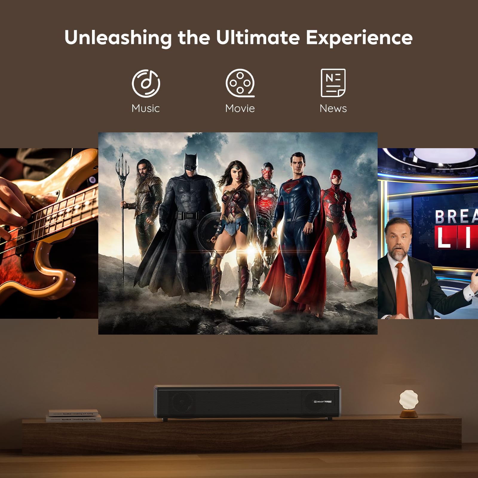 2.0 CH Dolby Digital Sound Bar - Bluetooth Home Theater Speaker with HDMI ARC, Optical, Aux for Smart TV, Gaming, PC & Projector, Compact Speaker Bar with 3D Surround Sound Home Theater Soundbar 5